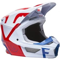 Policarbonato Casco Fox V1 Skew Bianco Rosso Blu