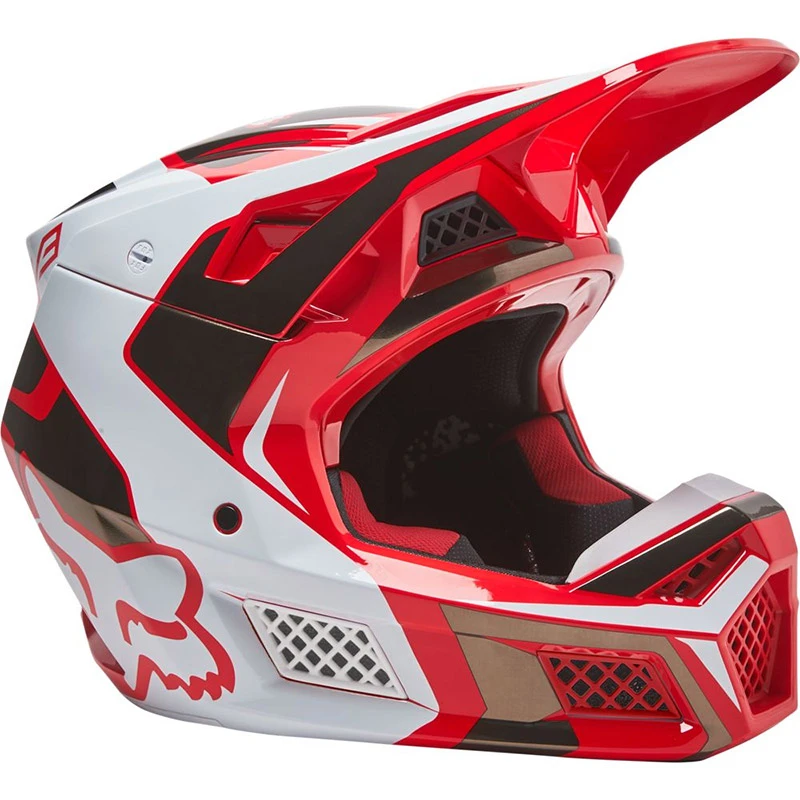 Fibra Casco Fox V3 Rs Mirer Rosso Fluo 2 Fibra Casco Fox V3 Rs Mirer Rosso Fluo - immagine 2